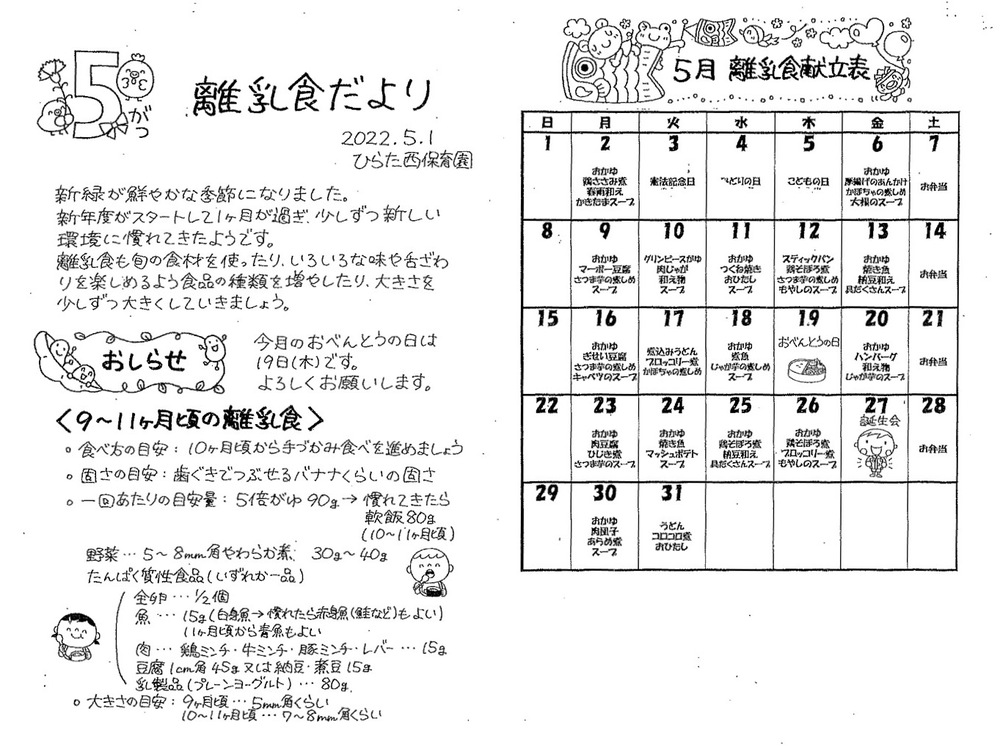 離乳食だより　R4　5月号2