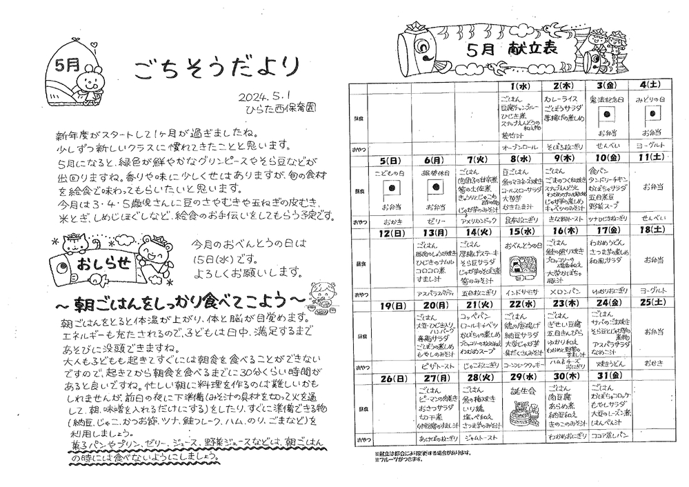 ごちそうだより